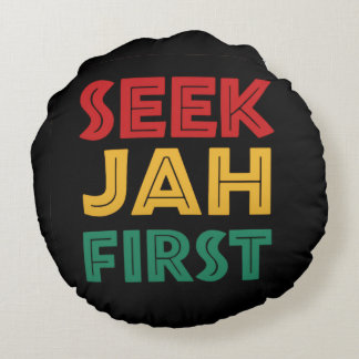 Seek Jah First Rastafarian Reggae Rasta Colors Round Pillow