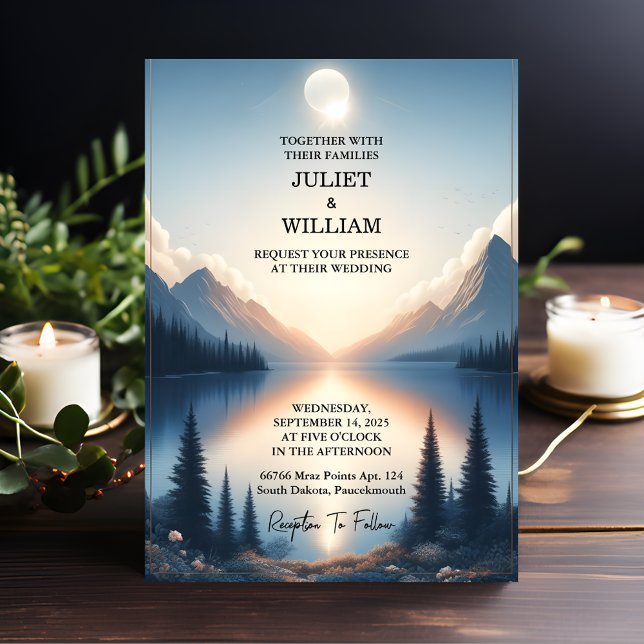 Seek Mountain Lakeside Forest Outdoor Lake Wedding Invitation (Creator Uploaded)