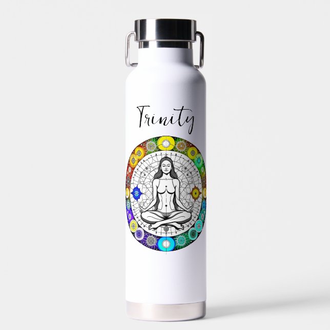 Seek Serenity  Meditation Spiritual Personalized Water Bottle (Front)