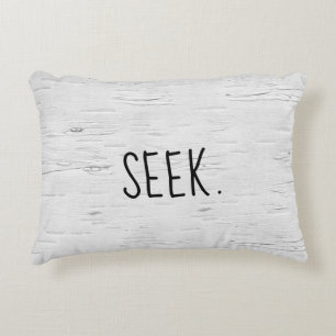 SEEK Text On Birch Tree  Accent Pillow