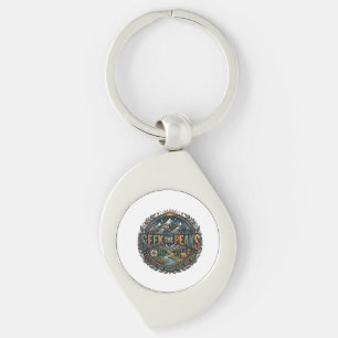 Seek the Peaks – Adventure Mountain Hiking Graphic Keychain
