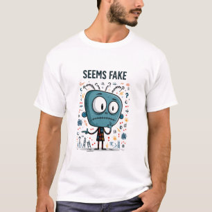 Seems Fake Funny Suspicious Alien Character Gift T-Shirt