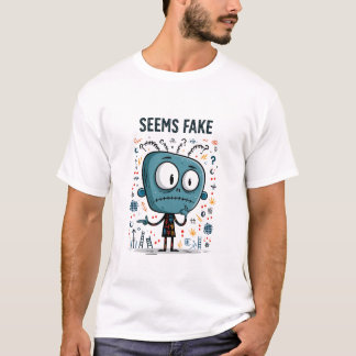 Seems Fake Funny Suspicious Alien Character Gift T-Shirt