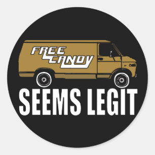 Seems Legit Free Candy Classic Round Sticker