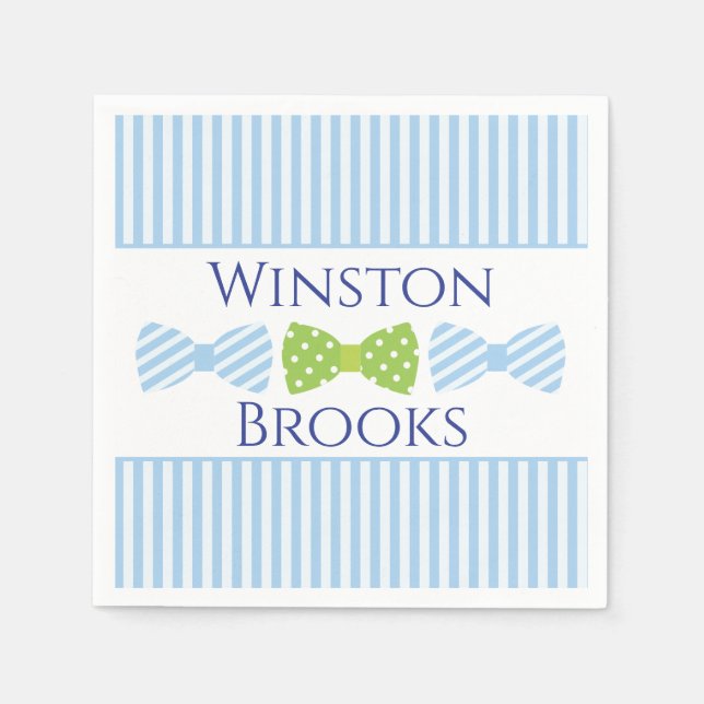 Seersucker Bow Tie Baby Shower Party Napkins (Front)