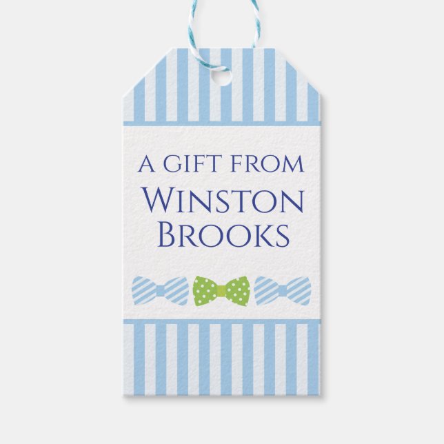 Seersucker Bow Tie Personalized Gift Tags (Front)
