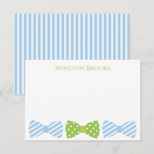 Seersucker Bow Tie Personalized Note Cards (Front/Back)