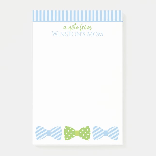 Seersucker Bow Tie Personalized Post-it Notepad (Front)