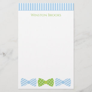 Seersucker Bow Tie Personalized Stationery