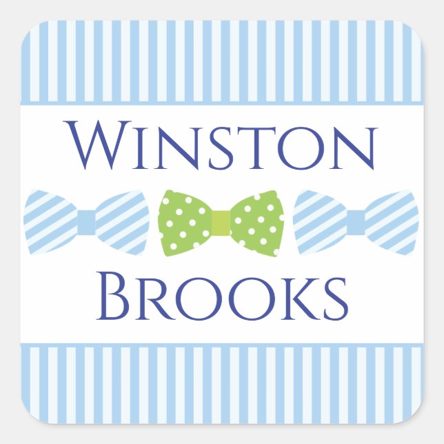 Seersucker Bow Tie Personalized Stickers (Front)