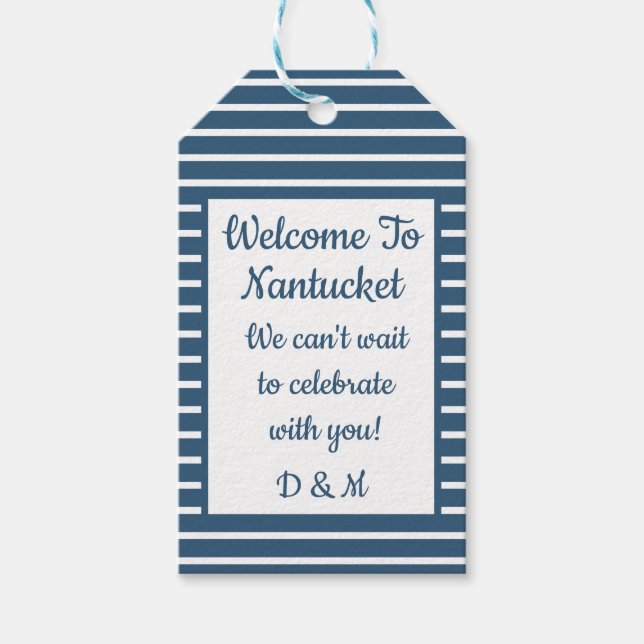 Seersucker Wedding Welcome Gift Tag (Front)