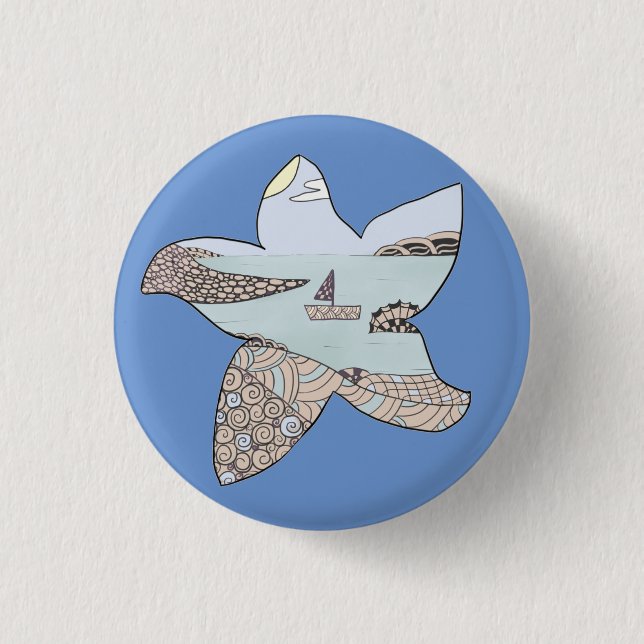 Seestern mit muster 1 inch round button (Front)