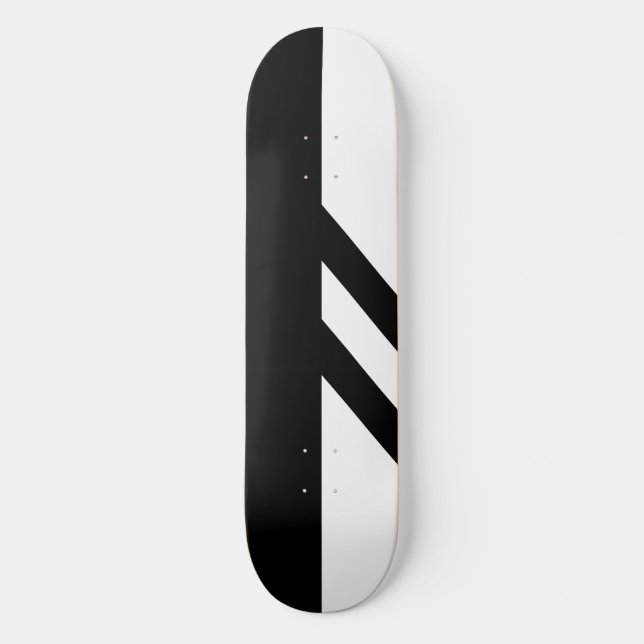 Segmented Black and White Skateboard Deck (Front)