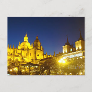 Segovia Cathedral at night, Spain Postcard