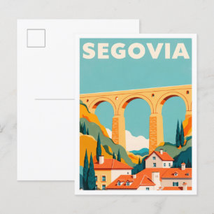 Segovia Spain Art Vintage Illustration Travel Postcard