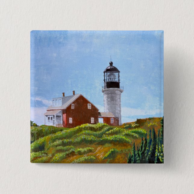 Seguin Island Lighthouse 2 Inch Square Button (Front)
