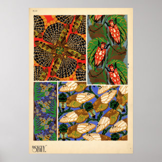 Seguy Art Noveau Vintage Insect Pattern Poster