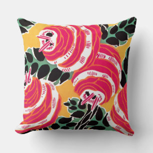 Séguy’s Art Deco Pink and White Flower Throw Pillow