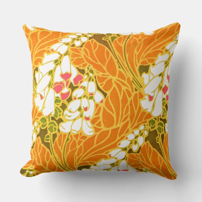 Séguy’s Art Deco White Bell-Shaped Flowers Throw Pillow (Front)