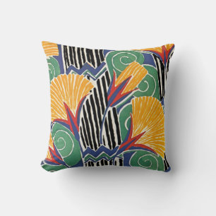 Seguy's Art Deco Golden Flowers Throw Pillow
