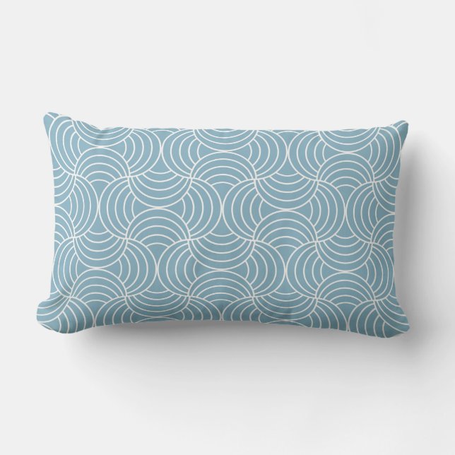 Seigaiha Circular Pattern In Duck Egg Blue Lumbar Pillow (Front)