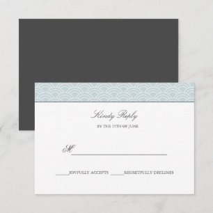 Seigaiha   Dusty Blue Japanese wave wedding rsvp Card
