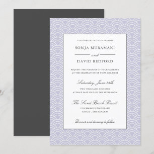 Seigaiha   Dusty Lilac Japanese wave Beach wedding Invitation