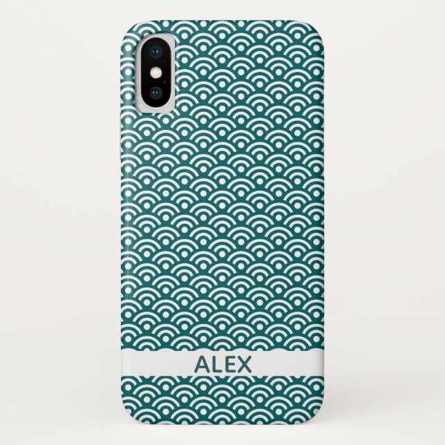 Seigaiha Japanese Pattern Personalized Name Case-Mate iPhone Case (Back)