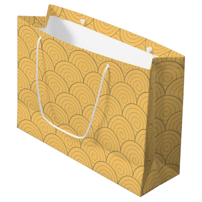 Seigaiha Japanese Wave Large Gift Bag (Front Angled)