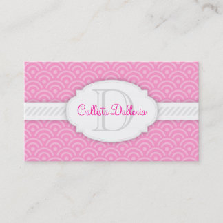 Seigaiha (Pink) Custom Monogram Business Card