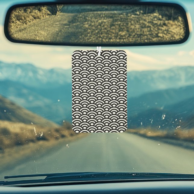 Seigaiha, Waves, Japanese, Black and White Air Freshener (Creator Uploaded)