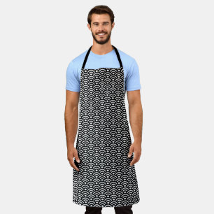 Seigaiha, Waves, Japanese, Black and White Apron