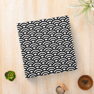 Seigaiha, Waves, Japanese, Black and White Binder
