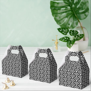 Seigaiha, Waves, Japanese, Black and White Favor Box