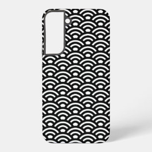 Seigaiha, Waves, Japanese, Black and White Samsung Galaxy Case