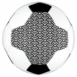 Seigaiha, Waves, Japanese, Black and White Soccer Ball