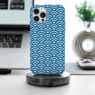 Seigaiha, Waves, Japanese, Blue and White iPhone 15 Pro Max Case