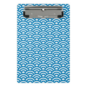 Seigaiha, Waves, Japanese, Blue and White Mini Clipboard