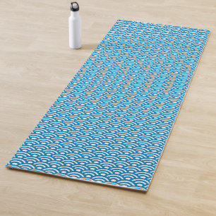 Seigaiha, Waves, Japanese, Blue and White Yoga Mat