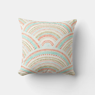 Seigaiha Waves: Vintage Wavy Pattern Throw Pillow