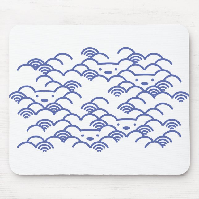 SEIGAIHA with Polar Bear (navy blue) Mouse Pad (Front)