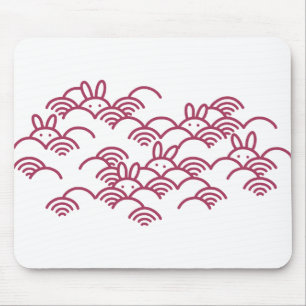 SEIGAIHA with rabbits (wine red) Mouse Pad