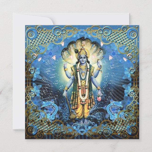 Seigneur Vishnu - carte, salutation, invitation (Devant)