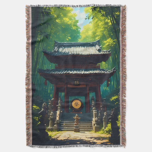 "Seijaku no Mon" – Gate of Tranquillity Throw Blanket (Front Vertical)