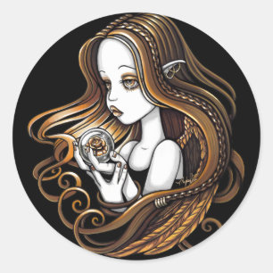"Seika" Amber Rose Crystal Ball Angel Stickers