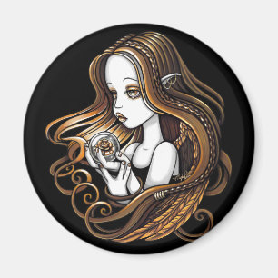 "Seika" Rose en ambre Crystal Ball Angel Magnet