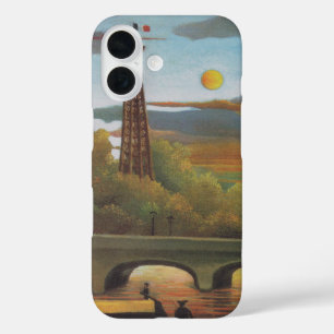 Seine and Eiffel Tower at Sunset by Henri Rousseau iPhone 16 Case