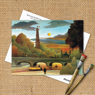 Seine Eiffel Tower Sunset Henri Rousseau Postcard