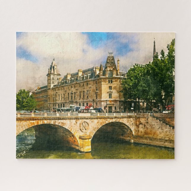 Seine Embankment and Napoleon Bridge, Paris Jigsaw Puzzle (Horizontal)