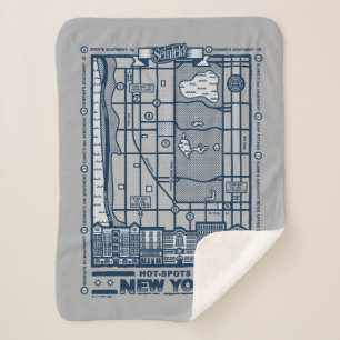 Seinfeld   Hot Spots of New York Map Sherpa Blanket
